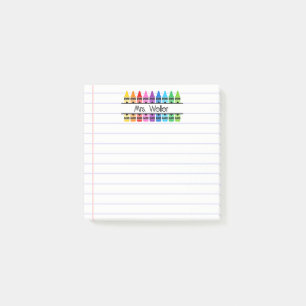 Persoonlijke kleurpotlood gelinieerde notities voo post-it® notes