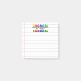 Persoonlijke kleurpotlood gelinieerde notities voo post-it® notes
