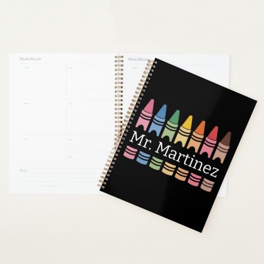 Persoonlijke kleurpotlood leraar naam Cute Back Sc Planner (Display)