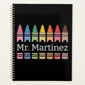Persoonlijke kleurpotlood leraar naam Cute Back Sc Planner (Voorkant)