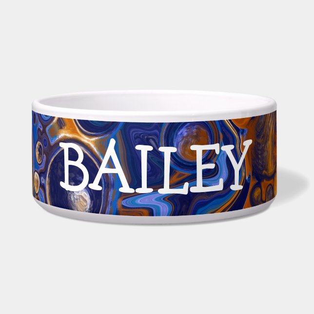 Persoonlijke kleurrijke Abstracte Fluid Art Voerbakje (Voorkant)