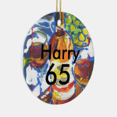 Persoonlijke kleurrijke Cocktail 65e verjaardag Na Keramisch Ornament (Rechts)