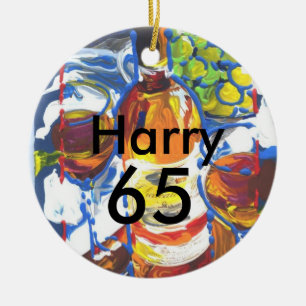 Persoonlijke kleurrijke Cocktail 65e verjaardag Na Keramisch Ornament