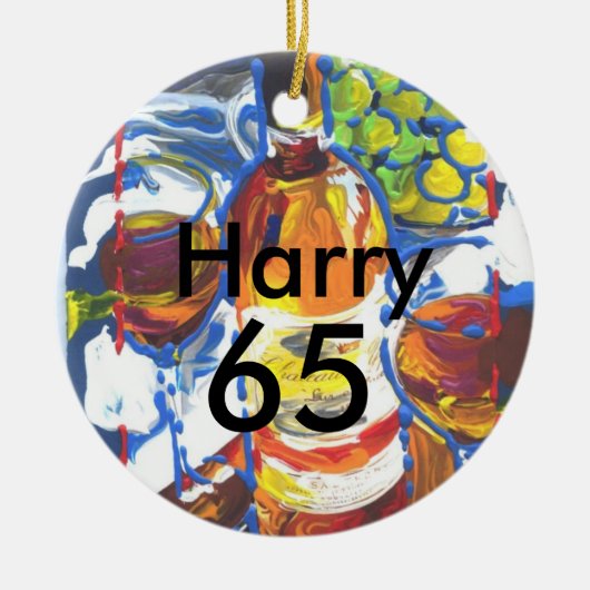 Persoonlijke kleurrijke Cocktail 65e verjaardag Na Keramisch Ornament (Voorkant)