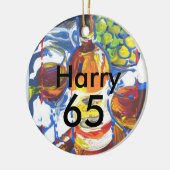 Persoonlijke kleurrijke Cocktail 65e verjaardag Na Keramisch Ornament (Links)