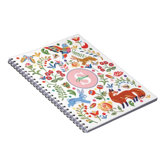 Persoonlijke kleurrijke dierenkoppen Kunstflessens Notitieboek (Rechterzijde)