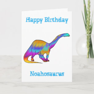 Persoonlijke kleurrijke Dinosaurus Naam verjaardag Feestdagen Kaart