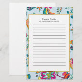 Persoonlijke kleurrijke Floral Chintz op Light Blu Briefpapier (Voorkant / Achterkant)