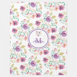 Persoonlijke kleurrijke Floral Heart Bouquet Fleece Deken