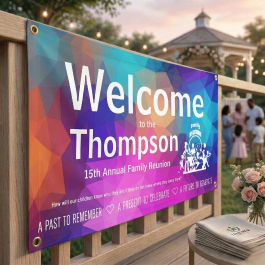 Persoonlijke Kleurrijke Geometrische Familiereünie Spandoek