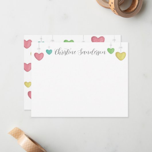 Persoonlijke Kleurrijke Hartjes Briefkaart (Voorkant / Achterkant in situ)