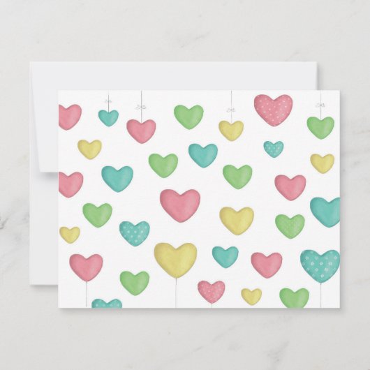 Persoonlijke Kleurrijke Hartjes Briefkaart (Achterkant)