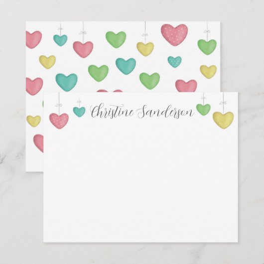 Persoonlijke Kleurrijke Hartjes Briefkaart (Voorkant / Achterkant)