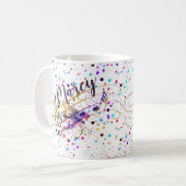 Persoonlijke kleurrijke muziekuitzending Koffiekof Koffiemok (Voorkant links)