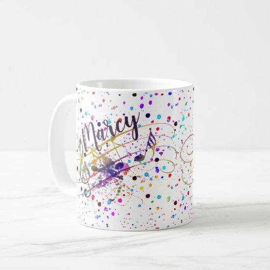 Persoonlijke kleurrijke muziekuitzending Koffiekof Koffiemok (Voorkant links)