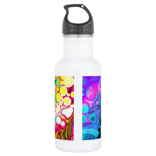 Persoonlijke kleurrijke naam en foto waterfles  (Achterkant)