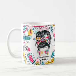 Persoonlijke kleurrijke Nail Tech Life Doodles Koffiemok