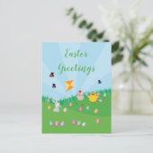 Persoonlijke kleurrijke paaseieren Hunt Bunny Chic Feestdagenkaart (Staand voorkant)