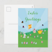 Persoonlijke kleurrijke paaseieren Hunt Bunny Chic Feestdagenkaart (Voorkant / Achterkant)