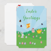 Persoonlijke kleurrijke paaseieren Hunt Bunny Chic Feestdagenkaart (Voorkant / Achterkant)