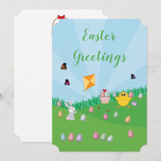 Persoonlijke kleurrijke paaseieren Hunt Bunny Chic Feestdagenkaart (Voorkant / Achterkant)