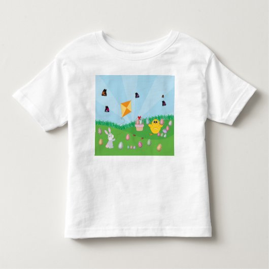 Persoonlijke kleurrijke paaseieren Hunt Bunny Chic Kinder Shirts (Voorkant)