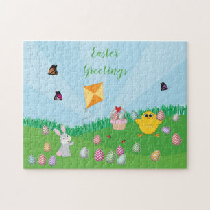 Persoonlijke kleurrijke paaseieren Hunt Bunny Chic Legpuzzel