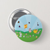 Persoonlijke kleurrijke paaseieren Hunt Bunny Chic Ronde Button 5,7 Cm (Voorkant /achterkant)