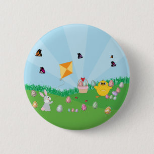 Persoonlijke kleurrijke paaseieren Hunt Bunny Chic Ronde Button 5,7 Cm