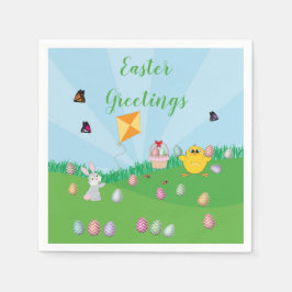 Persoonlijke kleurrijke paaseieren Hunt Bunny Chic Servet