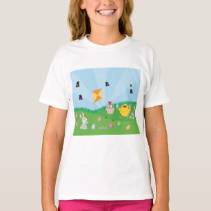 Persoonlijke kleurrijke paaseieren Hunt Bunny Chic T-shirt