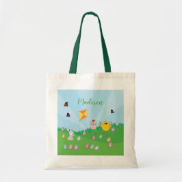 Persoonlijke kleurrijke paaseieren Hunt Bunny Chic Tote Bag