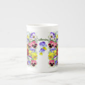 Persoonlijke kleurrijke pansies porselein kop (Voorkant)