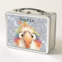 Persoonlijke Kleurrijke Papegaai Glitter Lunchbox