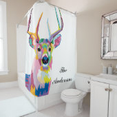 Persoonlijke kleurrijke Pop Art Deer Douchegordijn (In situ)