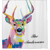 Persoonlijke kleurrijke Pop Art Deer Douchegordijn (Voorkant)