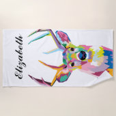 Persoonlijke kleurrijke Pop Art Deer Strandlaken (Voorkant)