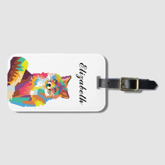 Persoonlijke kleurrijke Pop Art Fox Bagagelabel (Voorkant (horizontaal))