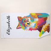 Persoonlijke kleurrijke Pop Art Fox Strandlaken (Voorkant)