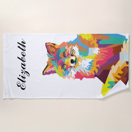 Persoonlijke kleurrijke Pop Art Fox Strandlaken (Voorkant)