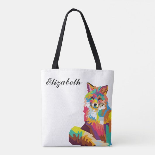 Persoonlijke kleurrijke Pop Art Fox Tote Bag (Achterkant)