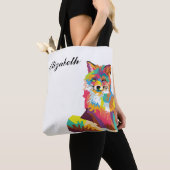 Persoonlijke kleurrijke Pop Art Fox Tote Bag (Dichtbij)