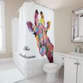 Persoonlijke kleurrijke Pop Art Giraffe Douchegordijn (In situ)