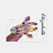 Persoonlijke kleurrijke Pop Art Giraffe Fleece Deken (Voorkant (Horizontaal))