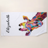 Persoonlijke kleurrijke Pop Art Giraffe Strandlaken (Voorkant)