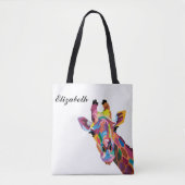 Persoonlijke kleurrijke Pop Art Giraffe Tote Bag (Voorkant)
