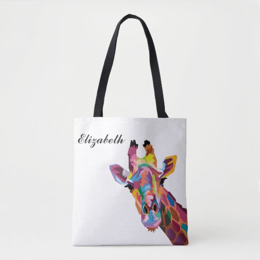 Persoonlijke kleurrijke Pop Art Giraffe Tote Bag (Voorkant)