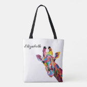 Persoonlijke kleurrijke Pop Art Giraffe Tote Bag (Achterkant)