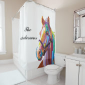 Persoonlijke kleurrijke Pop Art Horse Douchegordijn (In situ)