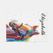 Persoonlijke kleurrijke Pop Art Horse Fleece Deken (Voorkant (Horizontaal))